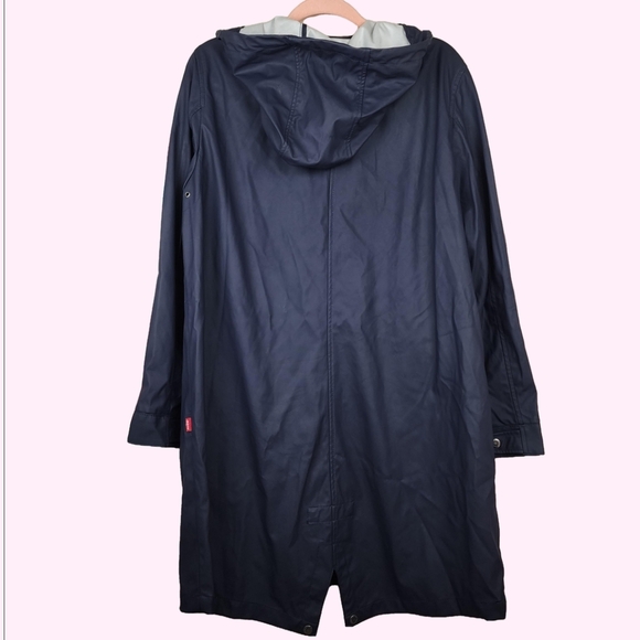 Levi’s Navy Water Repellent Hooded Zip Up Raincoat Jacket w/ Patch Pockets Large - Picture 3 of 12